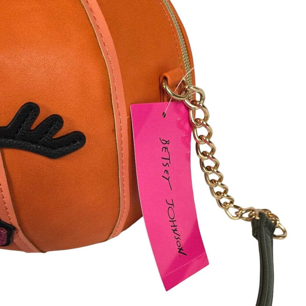 New Betsey Johnson KITSCH Oh My Gourd PUMPKIN Crossbody Bling Purse Halloween - Picture 3 of 7